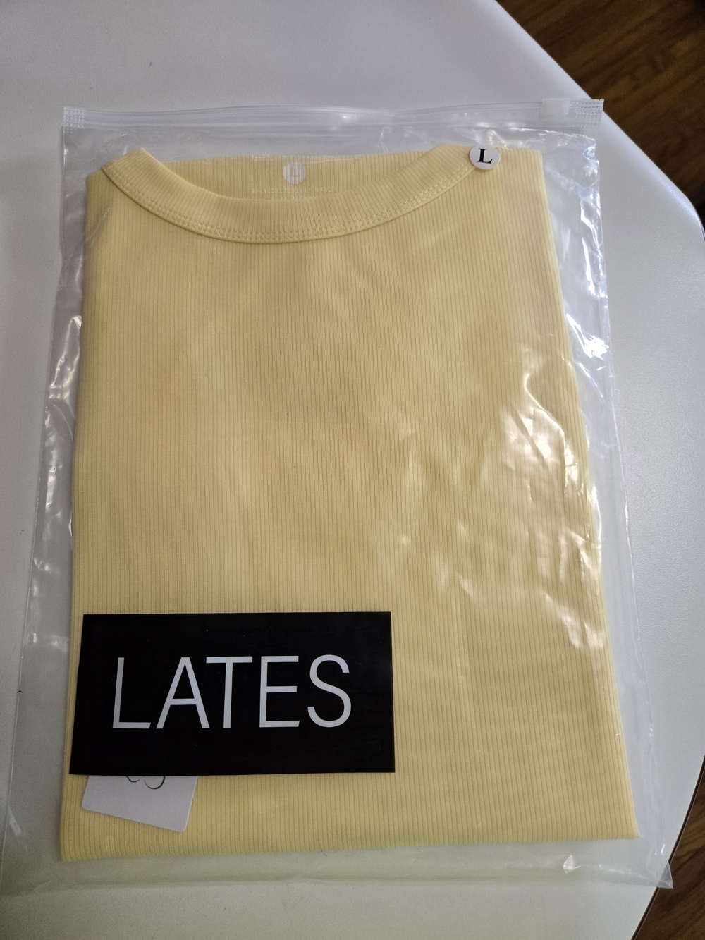 LATES Ribbed Short Sleeve Top - Pale Yellow